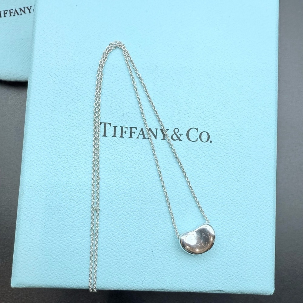 Tiffany & Co Elsa Peretti 11mm Mini Bean Necklace Pendant Sterling Silver 15.75” - Picture 4 of 8